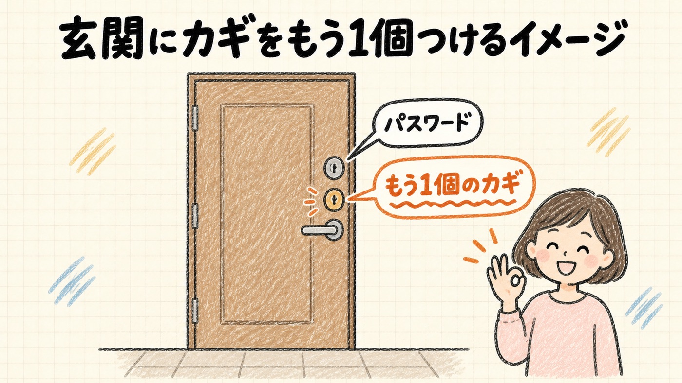 玄関にカギをもう1個つけるイメージ